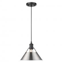  3306-M BLK-PW - Orwell BLK Medium Pendant - 10" in Matte Black with Pewter shade